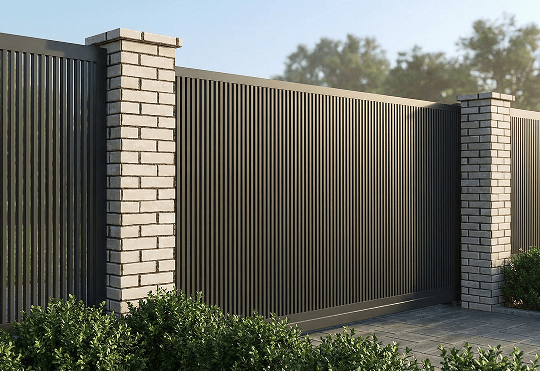 Poarta Autoportantă Profile Verticale INSIDE — Jet black, Stone grey, Basalt grey