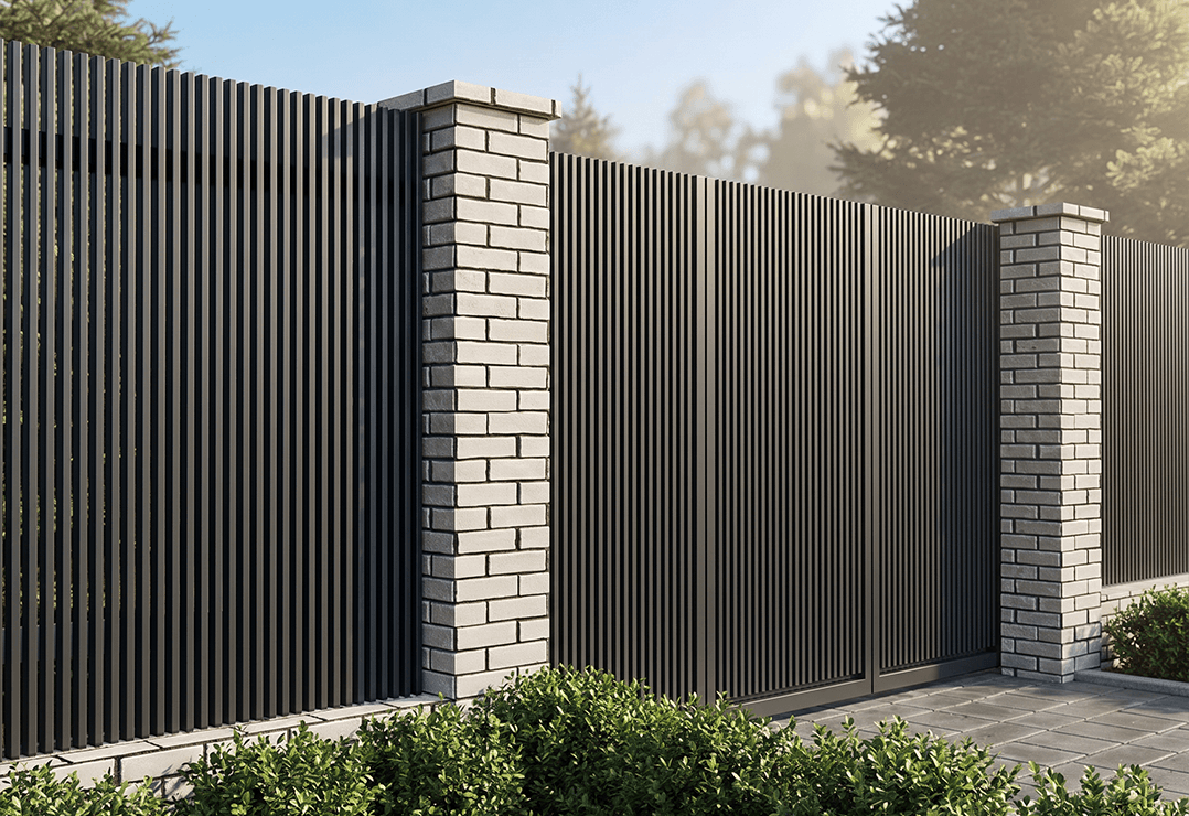 Poartă Bi-Folding Profile Verticale 40x20 — Jet black, Stone grey, Basalt grey