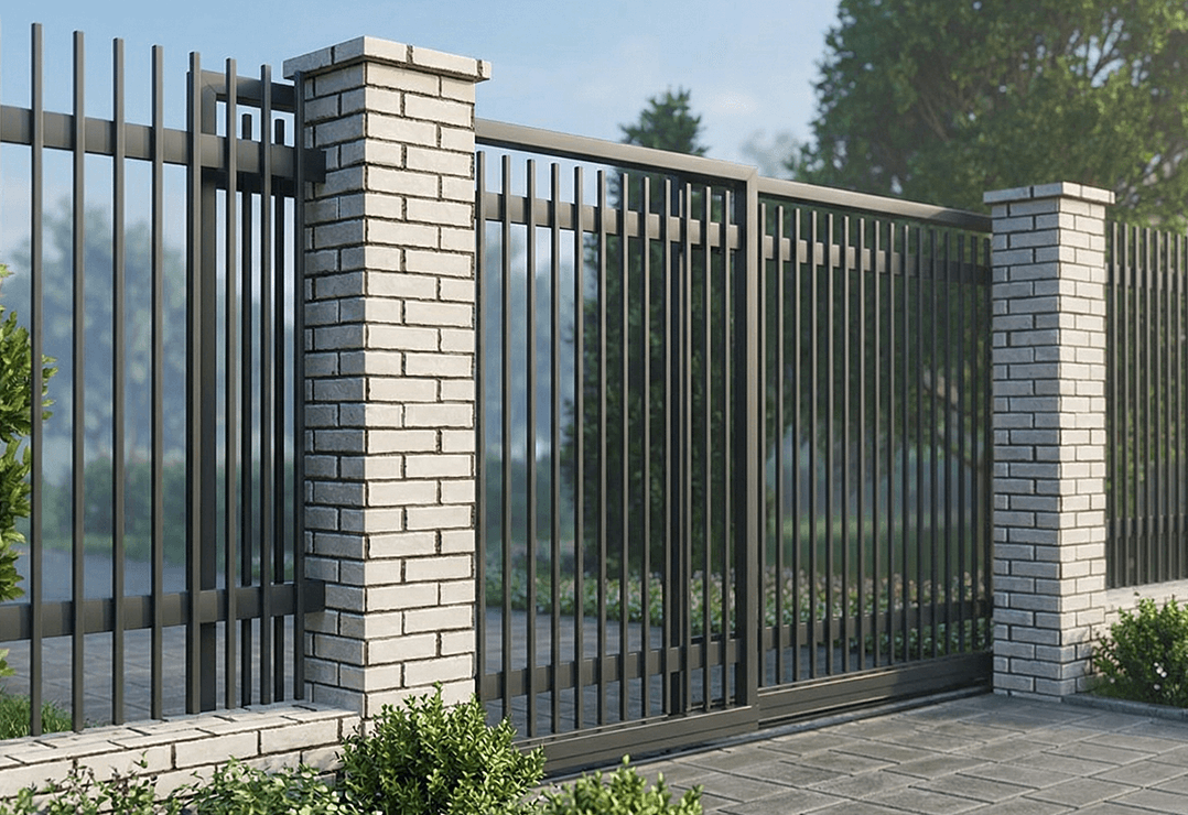 Poartă Glisantă Telescopică Profile Verticale 20x20 — Jet black, Stone grey, Basalt grey