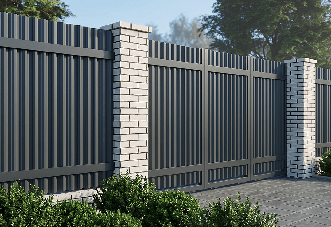 Poartă Glisantă Articulată Jaluze Verticale — Anthracite grey, Chocolate brown, Stone grey