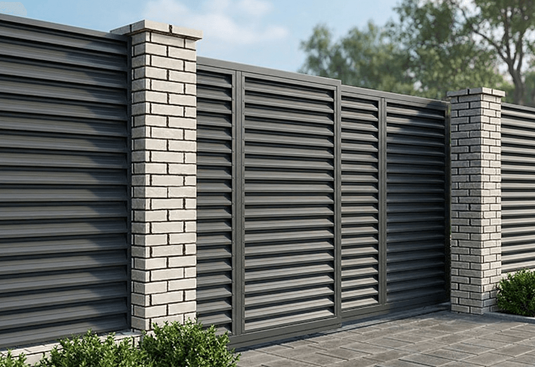 Poartă Glisantă Telescopică Jaluze — Anthracite grey, Chocolate brown, Stone grey