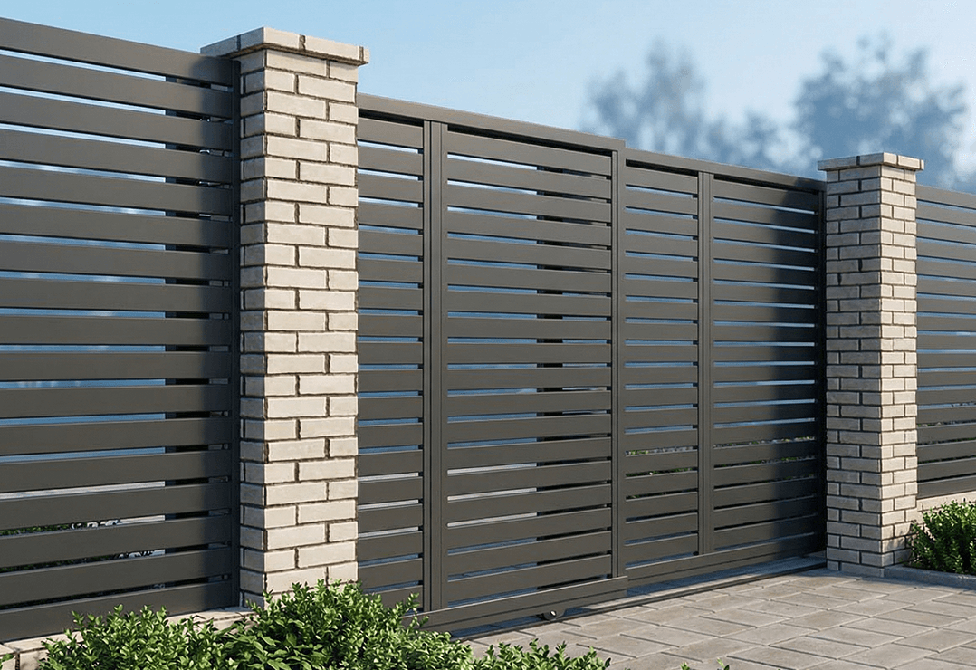 Poartă Glisantă Telescopică Profile Orizontale — Anthracite grey, Chocolate brown, Stone grey