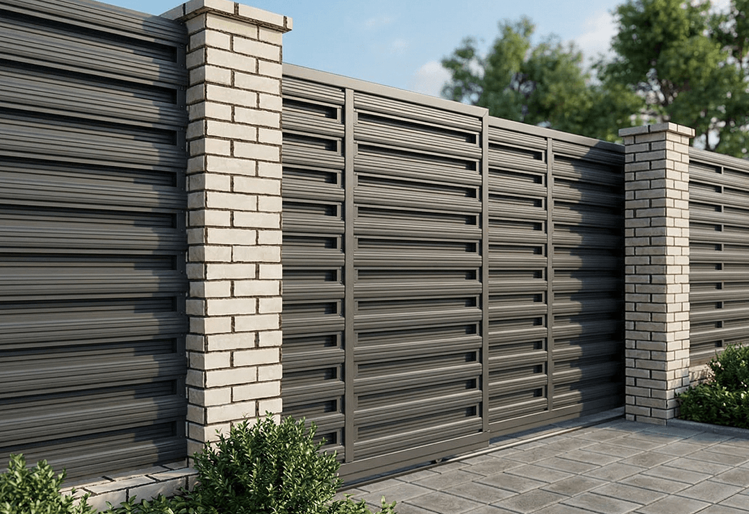 Poartă Glisantă Telescopică Șipcă Orizontală — Anthracite grey, Chocolate brown, Stone grey