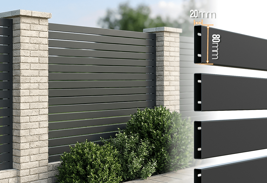 Gard Profilat Orizontal 80mm — Anthracite grey, Chocolate brown, Stone grey