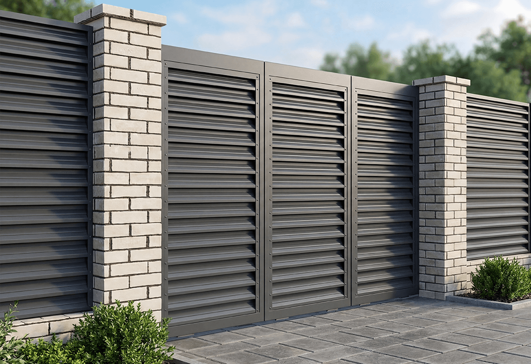 Poartă Glisantă Articulată Jaluze — Anthracite grey, Chocolate brown, Stone grey