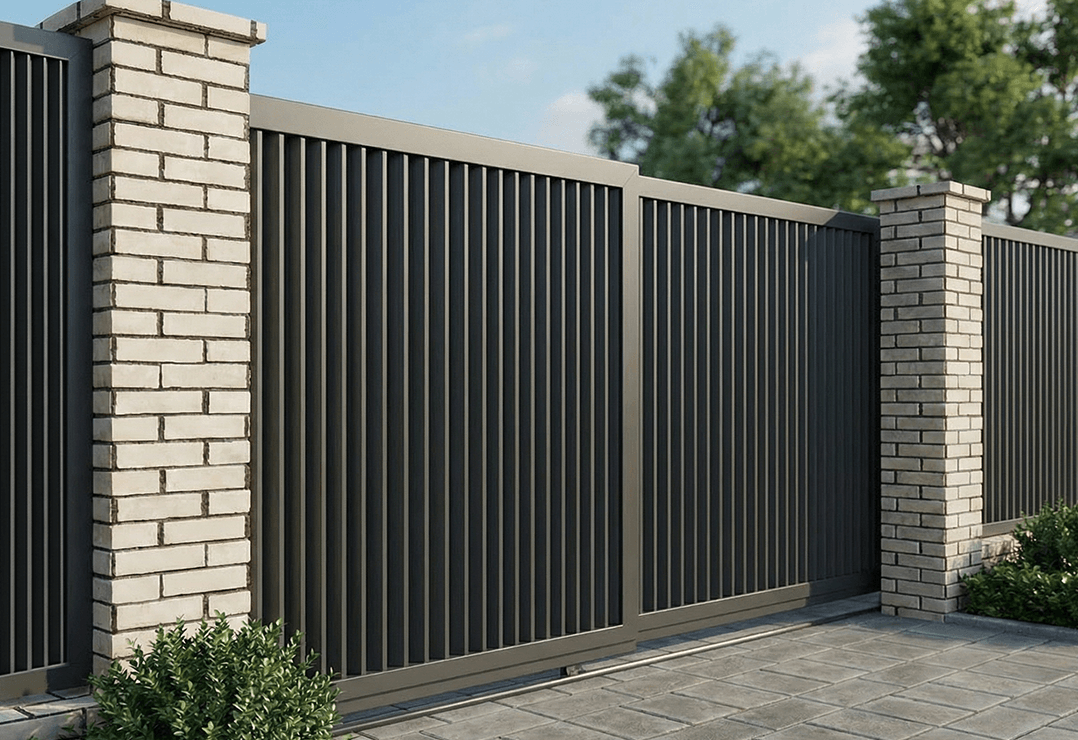 Poartă Glisantă Telescopică Profile Verticale INSIDE U-45 — Jet black, Stone grey, Basalt grey