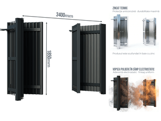 Poartă Bi-Folding Jaluze Verticale — Poartă Bi-Folding Jaluze Verticale fără stîlpi Anthracite grey