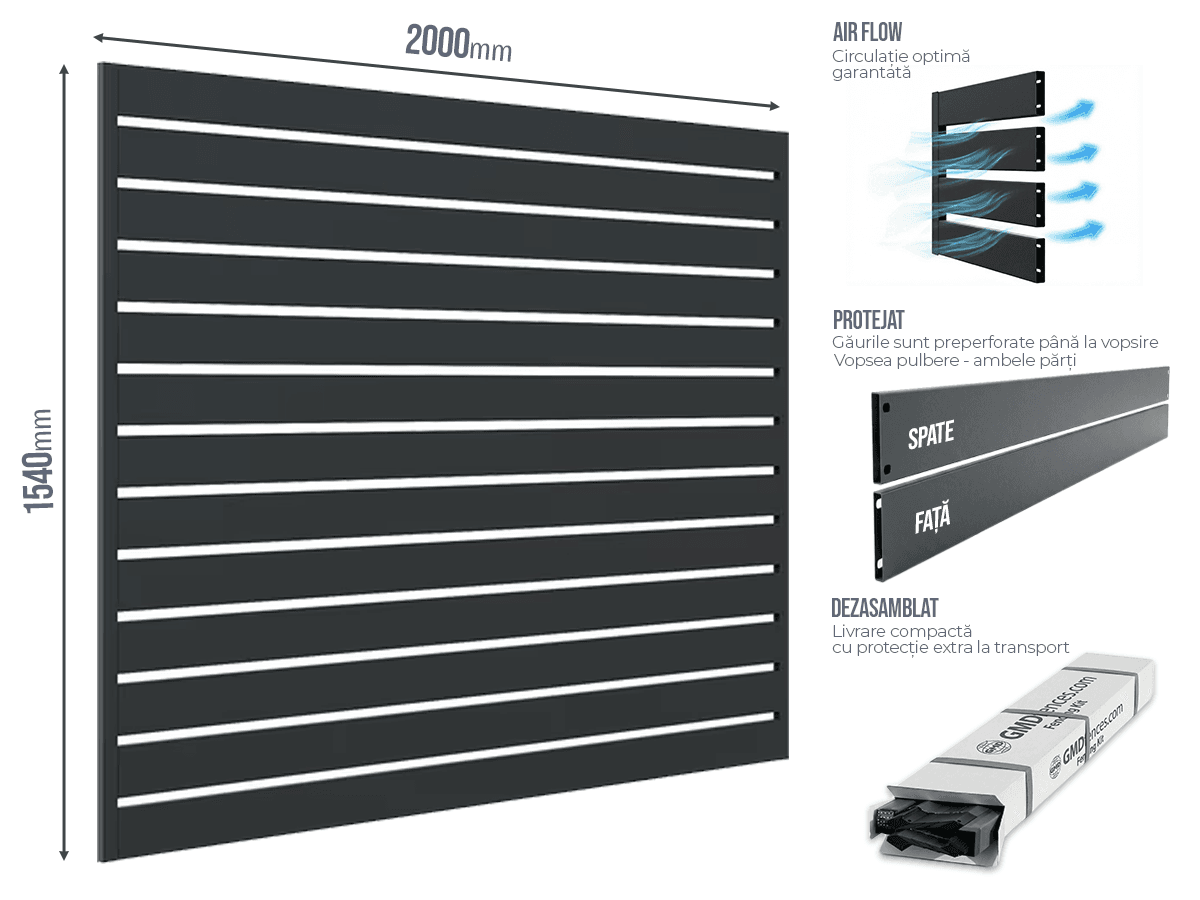 Gard Profilat Orizontal 100mm - Gard Profilat Orizontal Pas 20