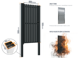 Portiță Șipcă — Portită Șipcă cu stâlpi 100x100/3.0 h-2.8 Jet black