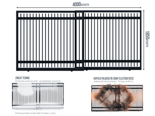 Poartă Glisantă Telescopică Profile Verticale 20x20 — Poartă Glisantă Telescopică Profile Verticale 20x20 fără stîlpi Jet black