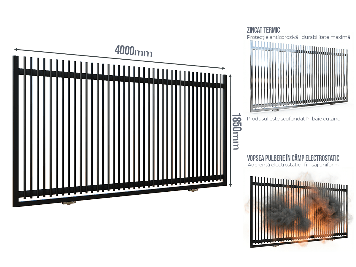 Poartă Glisantă Profile Verticale 20x20 — Poartă Glisantă Profile Verticale 20x20 fără stîlpi