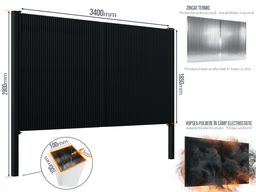 Poartă Batantă Profile Verticale 40x20 — Poarta Batanta Profile Verticale 40x20 cu stâlpi 100x100/3.0 h-2.8 Jet black