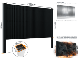 Poartă Batantă Profile Verticale 40x20 — Poarta Batanta Profile Verticale 40x20 cu stâlpi 100x100/3.0 h-2.8 Jet black