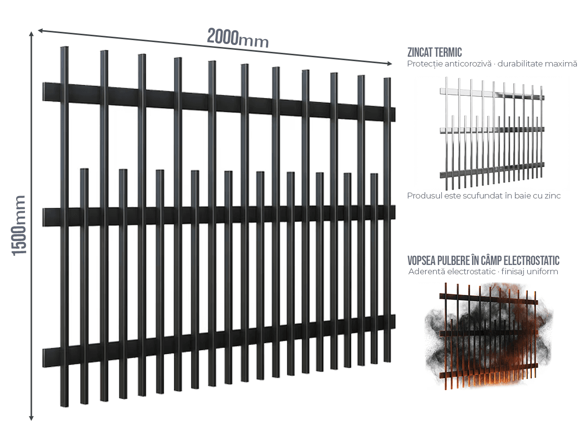 Gard Profilat Verical 40x20 PAS 180/80 — Gard Profilat Verical 40x20 PAS 180/80