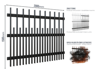 Gard Profilat Verical 40x20 PAS 180/80 — Gard Profilat Verical 40x20 PAS 180/80 Jet black