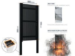 Portiță Profile Verticale 20x20 — Portiță Profile Verticale 20x20 cu stâlpi 100x100/3.0 h-2.8 Jet black