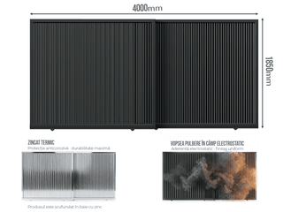 Poartă Glisantă Telescopică Profile Verticale INSIDE U-45 — Poartă Glisantă Telescopică Profile Verticale INSIDE U-45 fără stîlpi Jet black