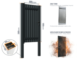 Portiță Jaluze Verticale — Portita Jaluze Verticale cu stâlpi 100x100/3.0 h-2.8 Jet black