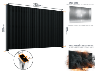 Poartă Batantă Profile Verticale 40x20 — Poarta Batanta Profile Verticale 40x20 cu stâlpi 80x40/3.0 h-2.0 Jet black